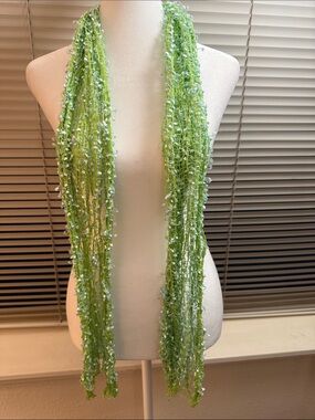 Light Green Textured Fringe Scarf - Women Accessories